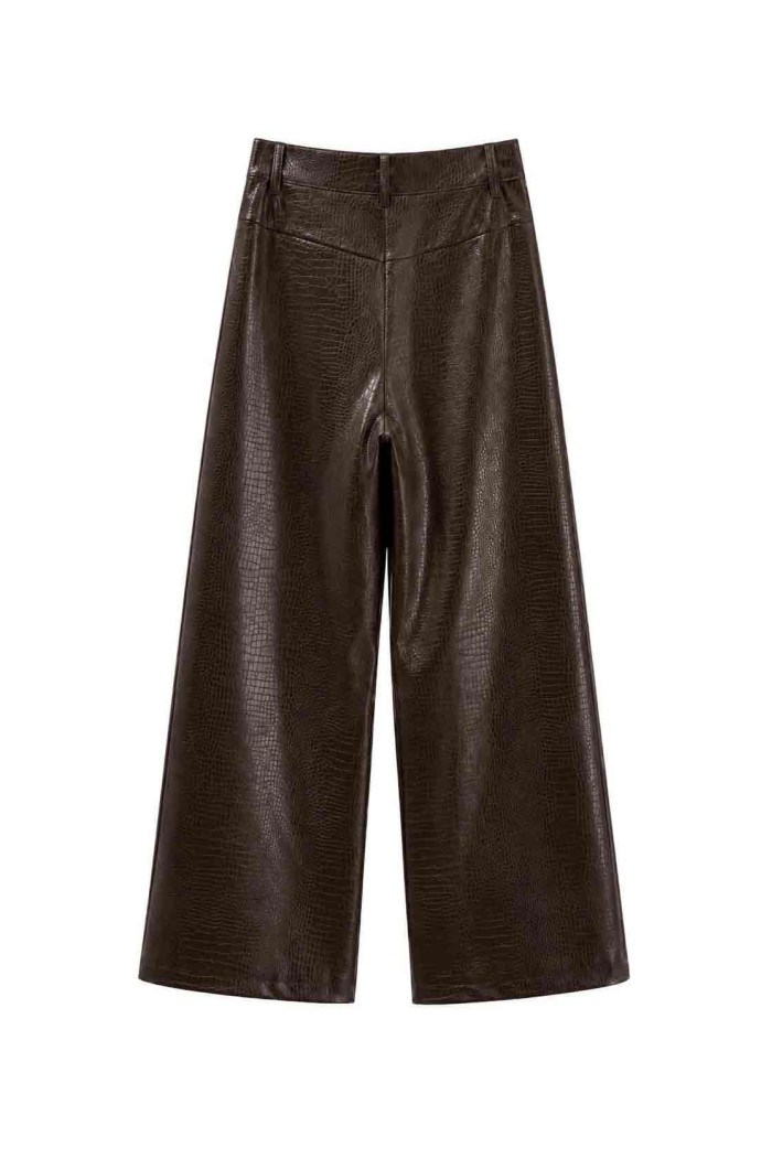 Pantalón Ancho Efecto Piel Coco FBZMA1699B