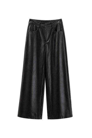 Pantalón Ancho Efecto Piel Coco FBZMA1697B