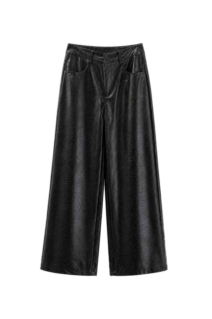 Pantalón Ancho Efecto Piel Coco FBZMA1697B