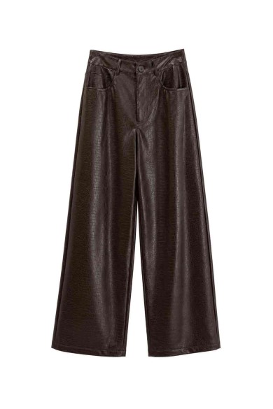 Pantalón Ancho Efecto Piel Coco FBZMA1699B