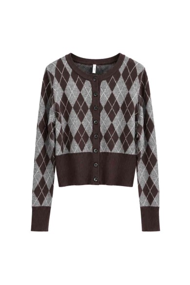 Chaqueta De Punto Corta Con Estampado De Rombos FBZMQ6809