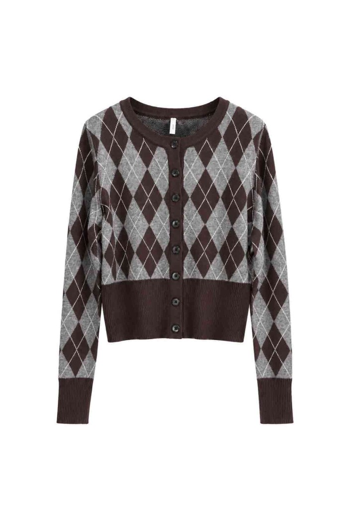 Chaqueta De Punto Corta Con Estampado De Rombos FBZMQ6809