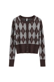 Chaqueta De Punto Corta Con Estampado De Rombos FBZMQ6809