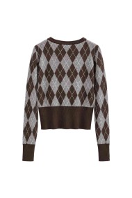 Chaqueta De Punto Corta Con Estampado De Rombos FBZMQ6809