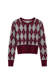 Chaqueta De Punto Corta Con Estampado De Rombos FBZMQ6808