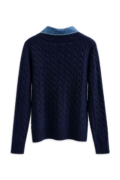 Jersey De Punto Trenzado Con Cuello Vaquero FBZMQ6824