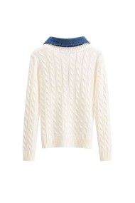 Jersey De Punto Trenzado Con Cuello Vaquero FBZMQ6823