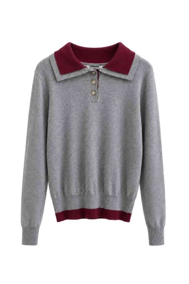 Jersey De Punto Con Cuello Polo Bicolor FBZMQ6821