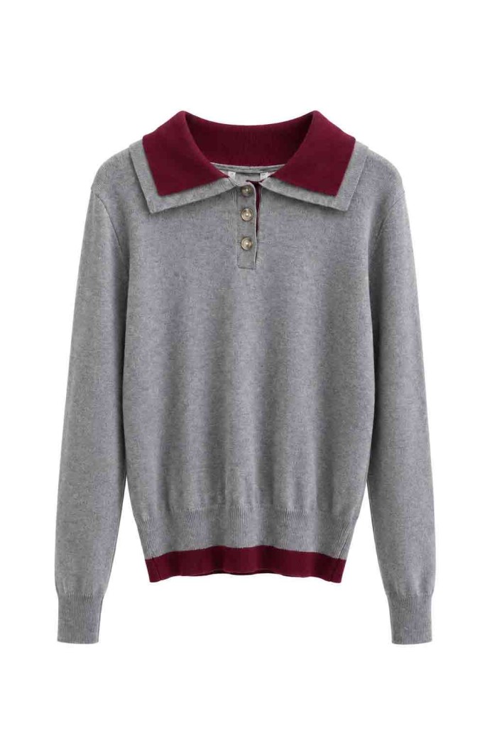 Jersey De Punto Con Cuello Polo Bicolor FBZMQ6821