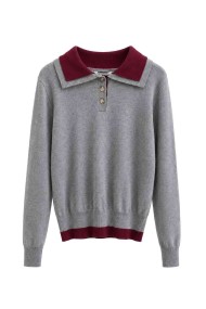 Jersey De Punto Con Cuello Polo Bicolor FBZMQ6821