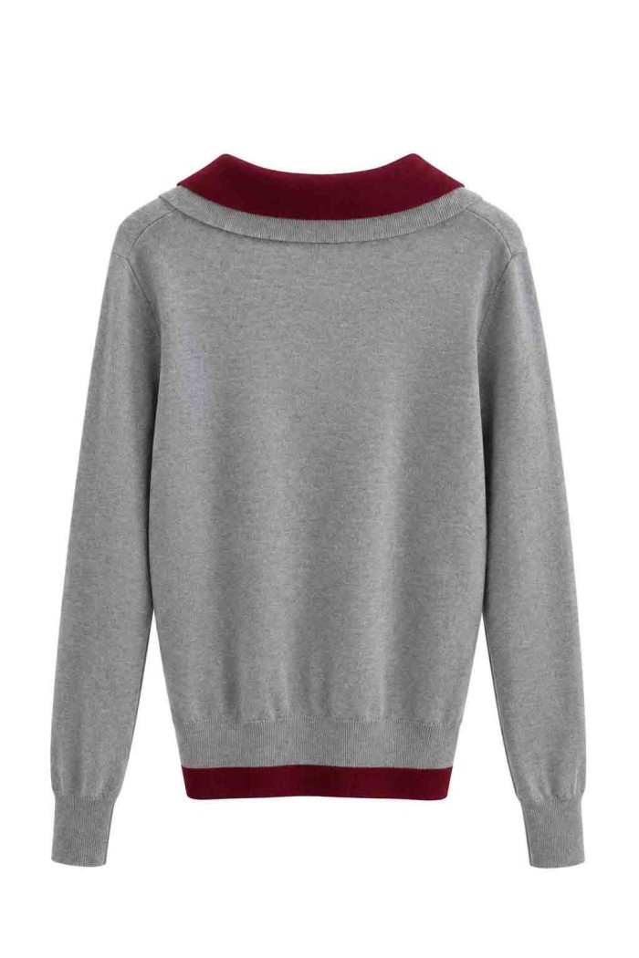 Jersey De Punto Con Cuello Polo Bicolor FBZMQ6821