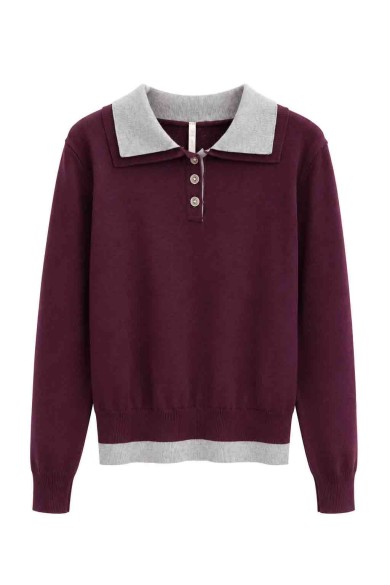 Jersey De Punto Con Cuello Polo Bicolor FBZMQ6822
