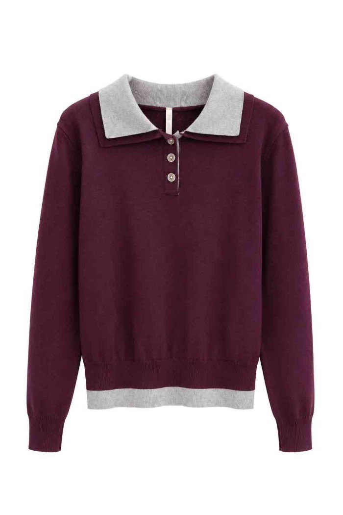 Jersey De Punto Con Cuello Polo Bicolor FBZMQ6822