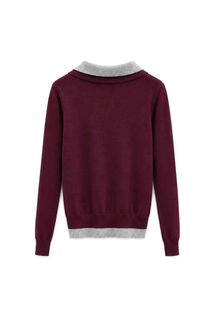 Jersey De Punto Con Cuello Polo Bicolor FBZMQ6822