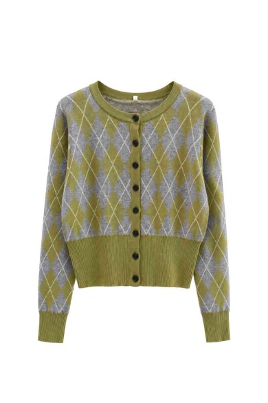 Chaqueta De Punto Corta Con Estampado De Rombos FBZMQ6807