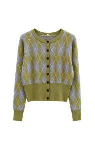 Chaqueta De Punto Corta Con Estampado De Rombos FBZMQ6807