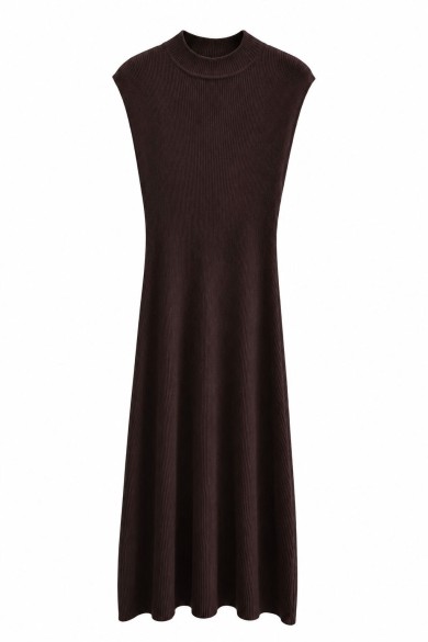 Vestido De Punto Sin Mangas Con Cuello Redondo FBZMQ6813