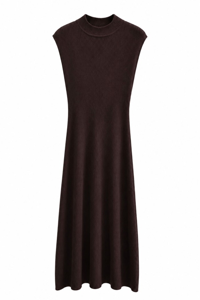 Vestido De Punto Sin Mangas Con Cuello Redondo FBZMQ6813