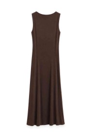 VESTIDO LARGO DRAPEADO CON DETALLE DORADO FBZMA1756