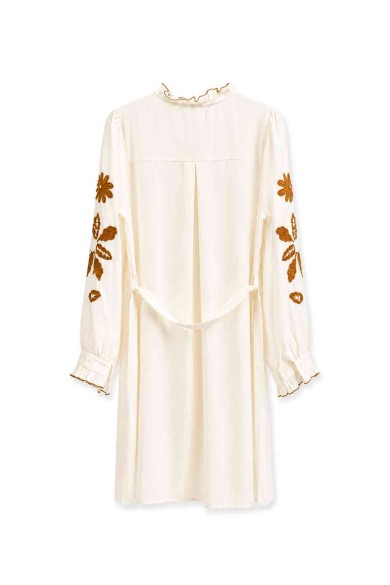 VESTIDO CAMISERO BORDADO CON CINTURÓN FBZHY2611