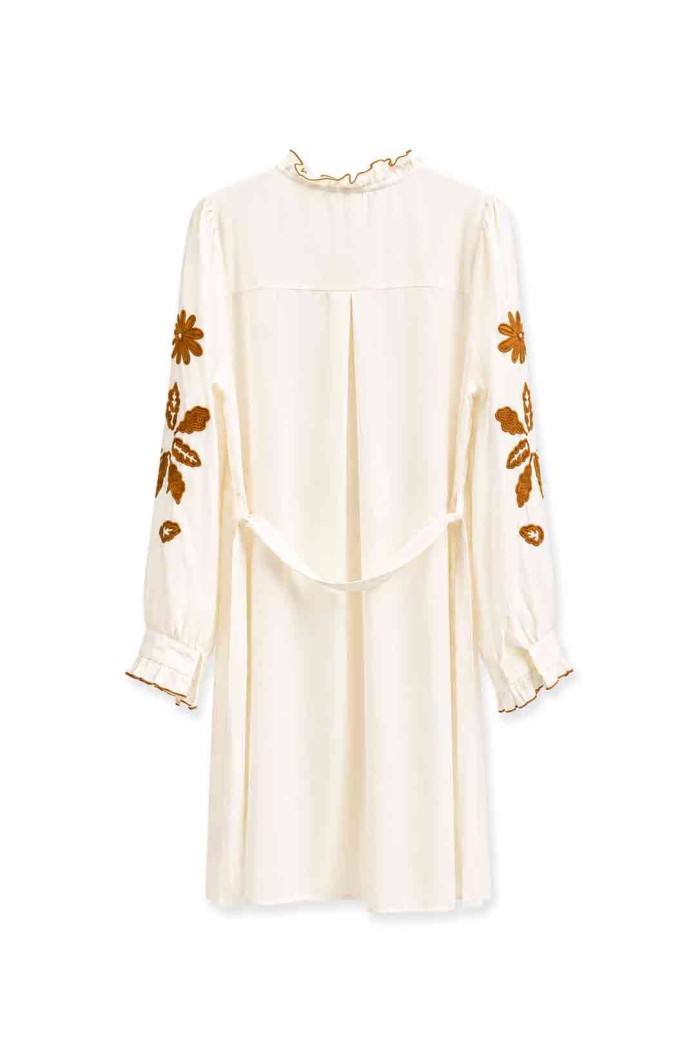 VESTIDO CAMISERO BORDADO CON CINTURÓN FBZHY2611