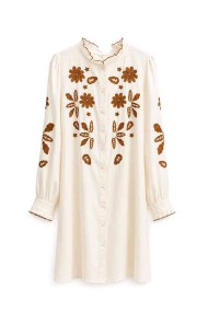 VESTIDO CAMISERO BORDADO CON CINTURÓN FBZHY2611