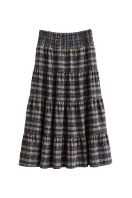FALDA MIDI DE CUADROS CON VOLANTES FBZHY2615