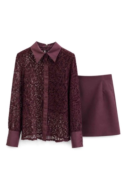 CONJUNTO CAMISA DE ENCAJE Y FALDA FBZMA1759AB