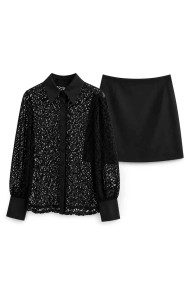 CONJUNTO CAMISA DE ENCAJE Y FALDA FBZMA1759AB