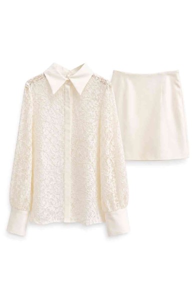 CONJUNTO CAMISA DE ENCAJE Y FALDA FBZMA1758AB