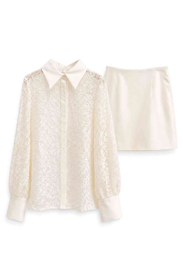 CONJUNTO CAMISA DE ENCAJE Y FALDA FBZMA1758AB