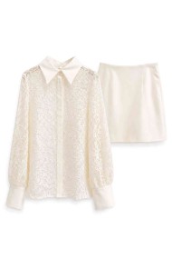 CONJUNTO CAMISA DE ENCAJE Y FALDA FBZMA1758AB