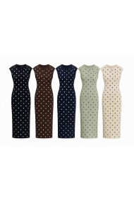 VESTIDO MIDI DE PUNTO SIN MANGAS CON LUNARES VARIOS COLORES TB-SF8617