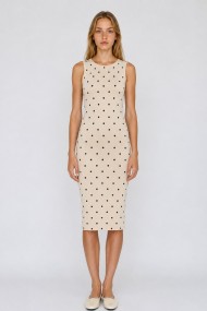 VESTIDO MIDI DE PUNTO SIN MANGAS CON LUNARES VARIOS COLORES TB-SF8617