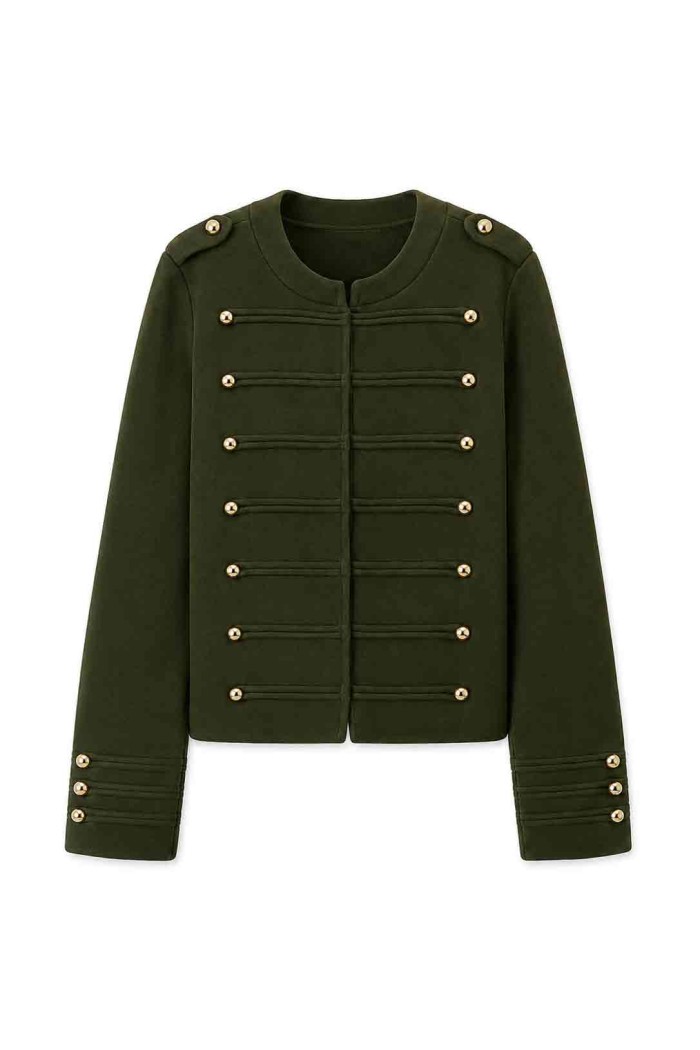 CHAQUETA CORTA ESTILO MILITAR CON BOTONES DORADOS VARIOS COLORES TB-SF8625