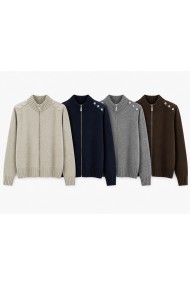 CHAQUETA DE PUNTO CON CREMALLERA Y BOTONES METÁLICOS TB-DA1037
