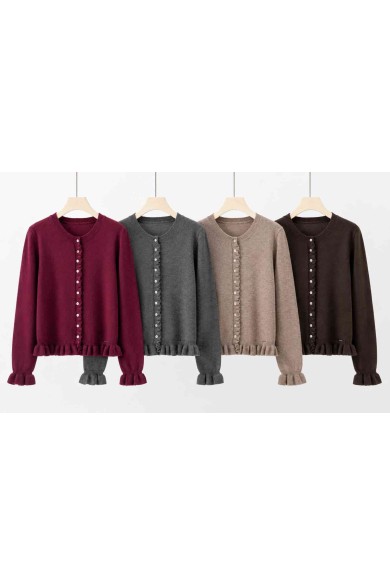 CHAQUETA DE PUNTO CON VOLANTES Y BOTONES TBF9818