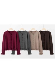CHAQUETA DE PUNTO CON VOLANTES Y BOTONES TBF9818