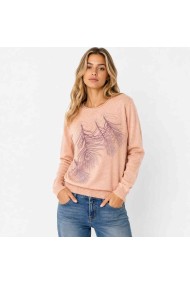 JERSEY MUJER MANGA LARGA CON ESTAMPADO DE PLUMAS Y BRILLOS TALLA GRANDE TB1517
