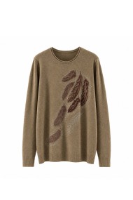 JERSEY MUJER TALLA GRANDE MANGA LARGA ESTAMPADO PLUMAS Y BRILLOS TBSF1528