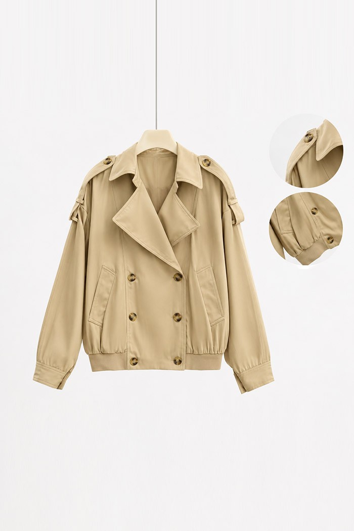 CHAQUETA TRENCH CORTA CON BOTONES TBM2691-A