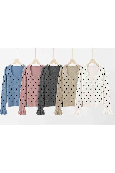 JERSEY DE PUNTO CON LUNARES Y VOLANTE EN MANGA TBSF8598
