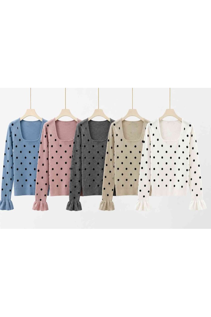 JERSEY DE PUNTO CON LUNARES Y VOLANTE EN MANGA TBSF8598