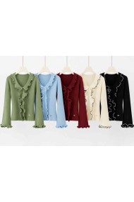 CHAQUETA DE PUNTO CANALÉ CON VOLANTES TBDA1027