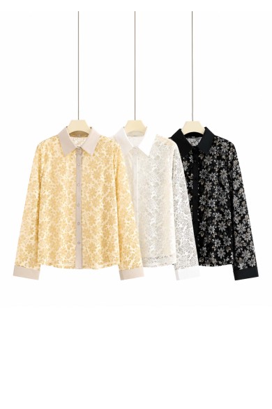 CAMISA DE ENCAJE MUJER FLORES VARIOS COLORES TBX6372