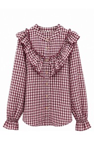 BLUSA DE CUADROS MUJER CON VOLANTES TY-M9599