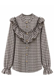 BLUSA DE CUADROS MUJER CON VOLANTES TY-M9599