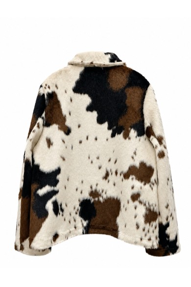CHAQUETA DE PELO SINTÉTICO ESTAMPADO CON CREMALLERA TY-M9312