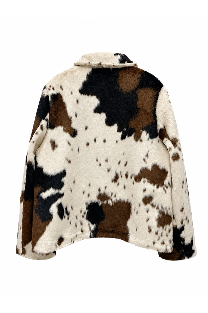 CHAQUETA DE PELO SINTÉTICO ESTAMPADO CON CREMALLERA TY-M9312