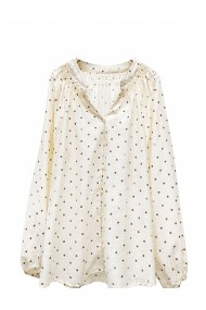 BLUSA DE LUNARES CON FRUNCES Y MANGA ABULLONADA TY-M9608